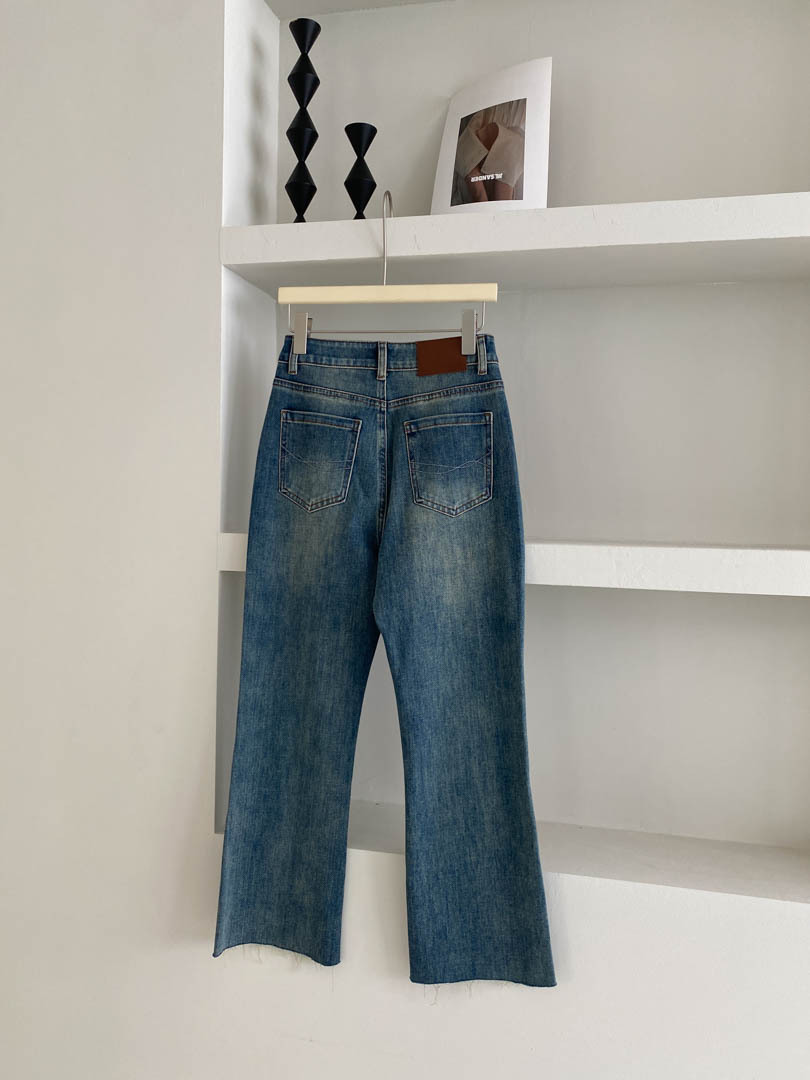 GAGD retro blue four-sided elastic slim nine-inch jeans for women, Korean style, high-waisted, slimming, slightly flared jeans pic 19