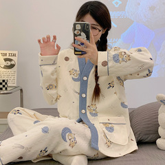秋冬空気綿月子服春秋純綿産後産婦授乳妊婦パジャマ厚手授乳ホームウェア