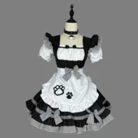 Новое платье горничной-кошки для косплея, большого размера, для женщин, японская милая горничная, черно-белая, классическая горничная