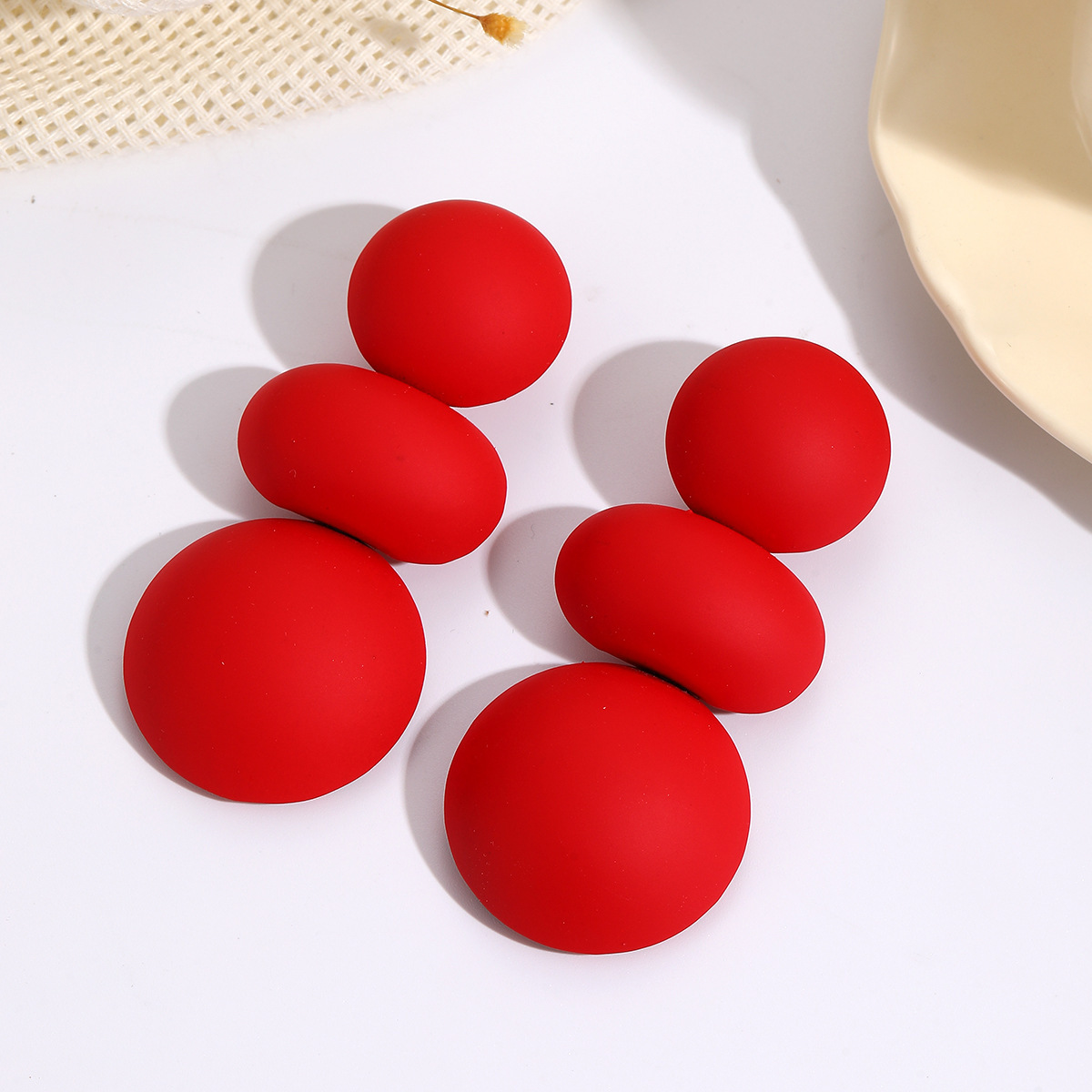 Wholesale European and American Cross-Border New Niche Colorful Round Bun Earrings Summer Earrings Multi-Layer Temperament Earrings