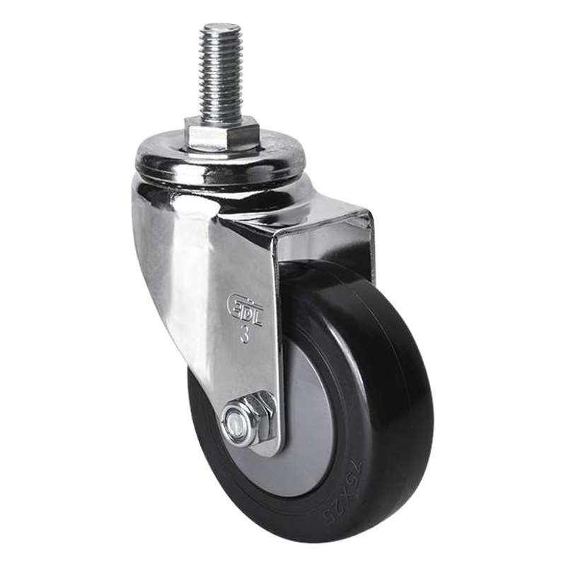 Rueda Giratoria Cromada de 2.5/3/4 Pulgadas PU con Freno para Mesas de Trabajo