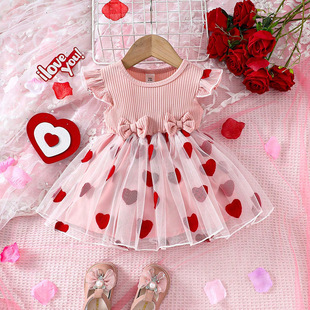 2024 Summer Short Sleeve Girls Dress Summer Cute Princess Dress New Baby Girl Children Cross Border Dress Summer