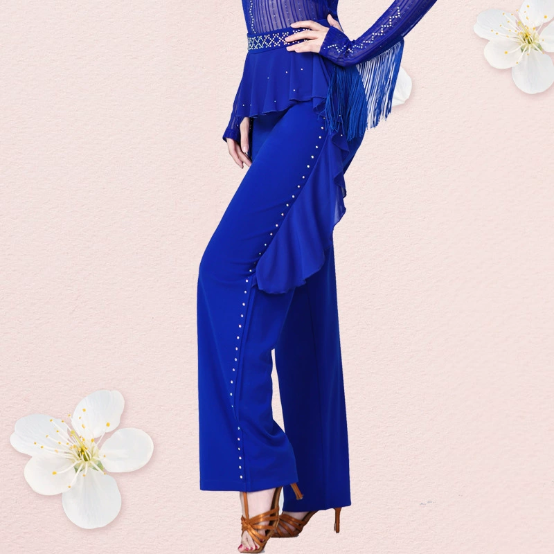 Квадратная походка новые штаны латинский танец Женские зиттербач Свитер танец Штаны танцевальные Горячие бриллиантовые Волнистые штаны