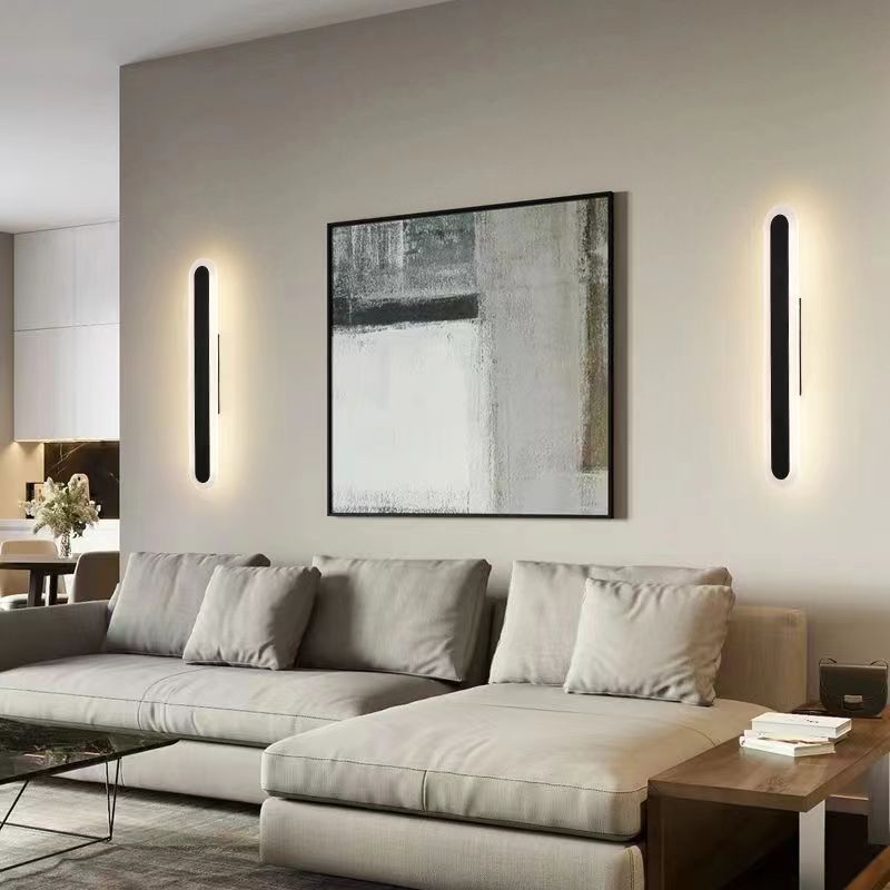 lámpara de pared larga LED moderna minimalista dormitorio cabecera lámpara nórdica minimalista sala de estar fondo lámpara de pared escalera