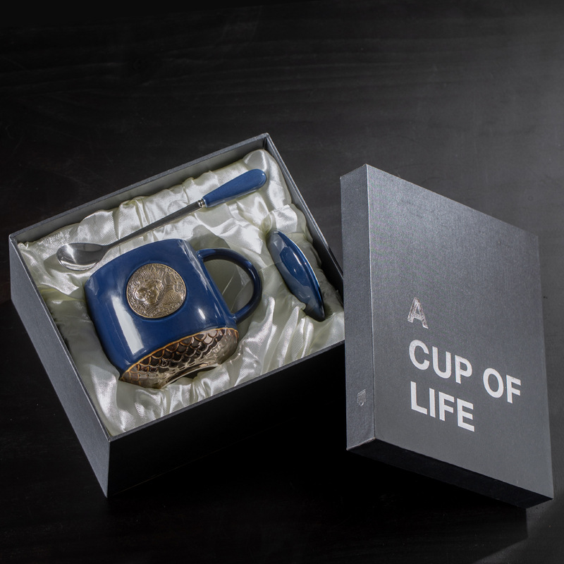 Taza de cerámica de estilo chino original Taza de bronce nostálgica Taza de Sun Wukong impresión de taza de agua