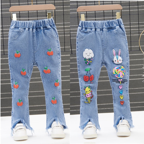 Girls' jeans, kids' elastic jeans, girls' long pants, children's pants