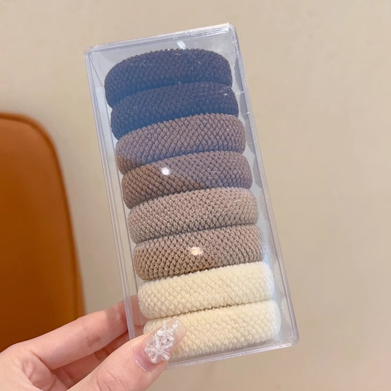 Coreano simple para niños banda de goma de alta elasticidad anillo de cabello para niñas gruesa caja de cuerda de cabeza anillo de cabello de banda de goma duradera