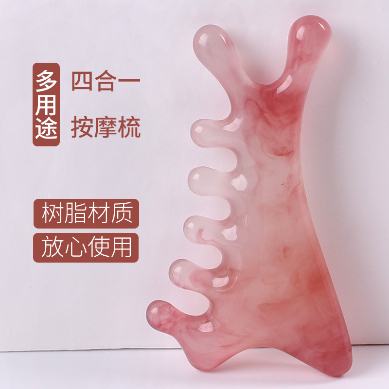 Four-in-one multifunctional dolphin comb facial lifting massage tool scalp soothing meridian comb eye nose scraper