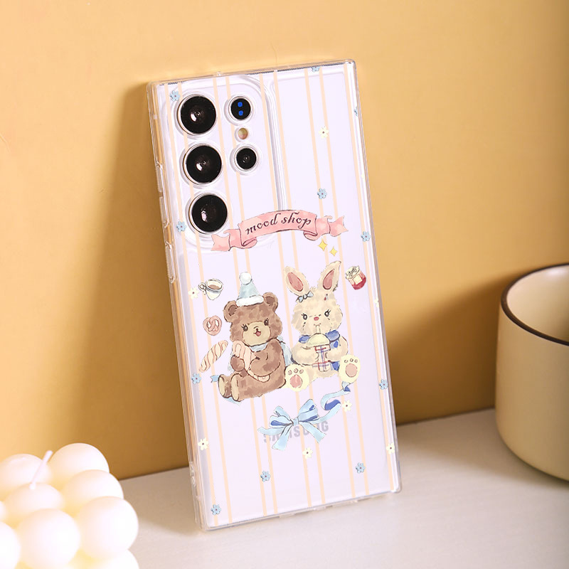 Milk tea rabbit for Samsung s24 mobile phone case GalaxyS21ultra cute transparent s23 soft A55/a23