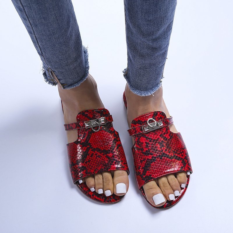 women s metal buckle flat slippers nihaostyles clothing wholesale NSCRX71308