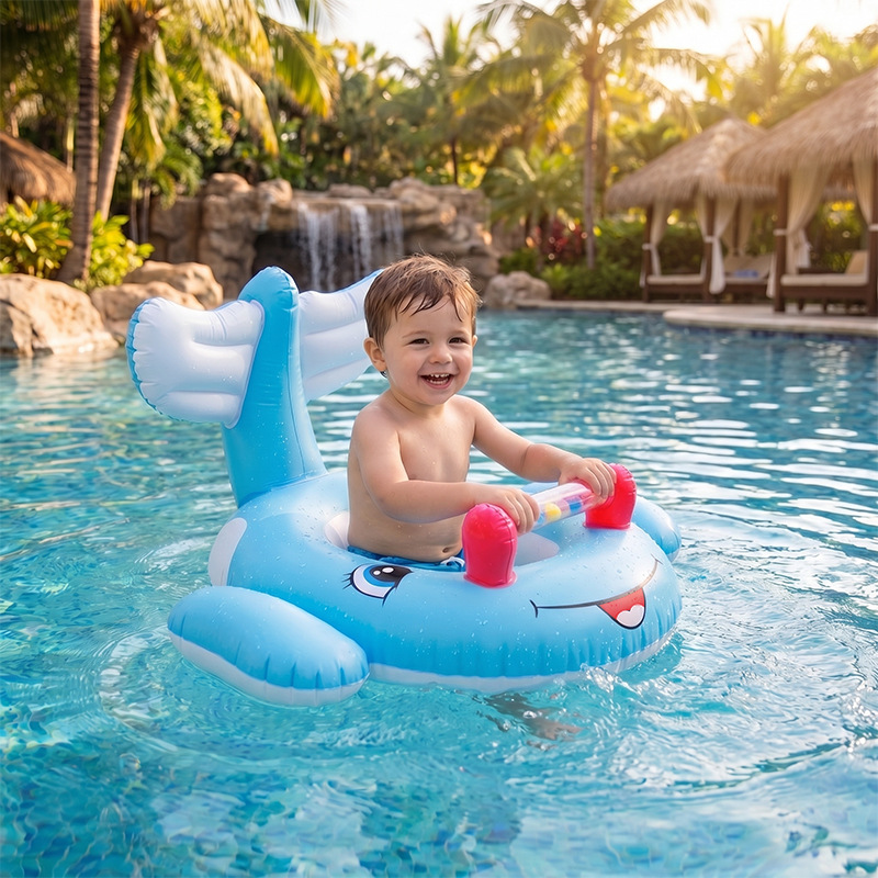 Verano nueva ballena de cola grande círculo de natación para niños piscina anti-rollback grueso asiento inflable