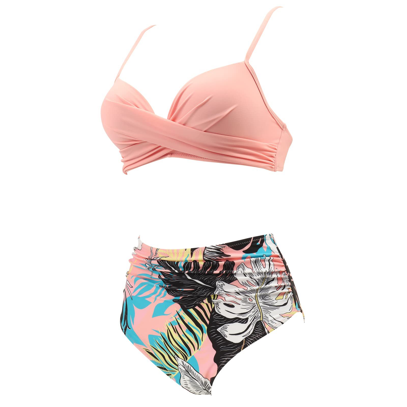 115g Weight Briefs Panties Style Chemical fiber blending, Polyester Fabric Type 2 Pieces Set Quantity Casual, Swimming Pool, Party Occasion Flower, Leopard Pattern Women's Gender Women's Flower Leopard 2 Pieces Set Bikinis Swimwear 26