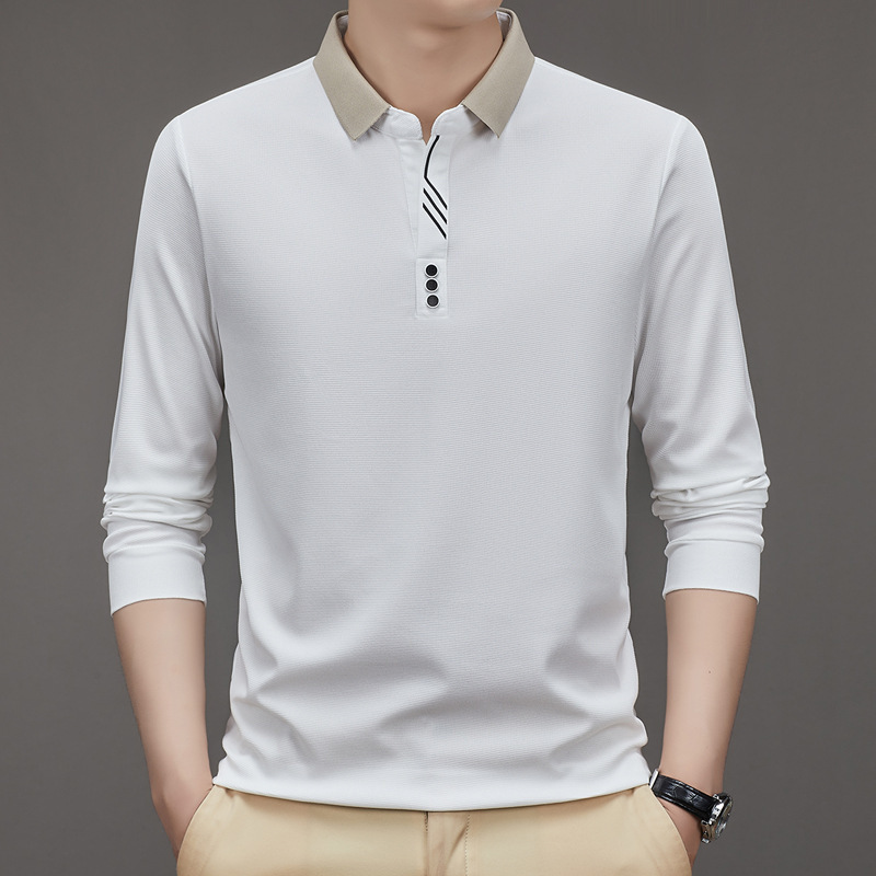 Middle and Young Business Shirt Fashion All-match Comfortable T-shirt Lapel Long Sleeve POIO Shirt Light Luxury Men's Sweater Autumn Clothes I Middle and Young Business Shirt Fashion All-match Comfortable T-shirt Lapel Long Sleeve POIO Shirt Light Luxury Men's Sweater Autumn Clothes I