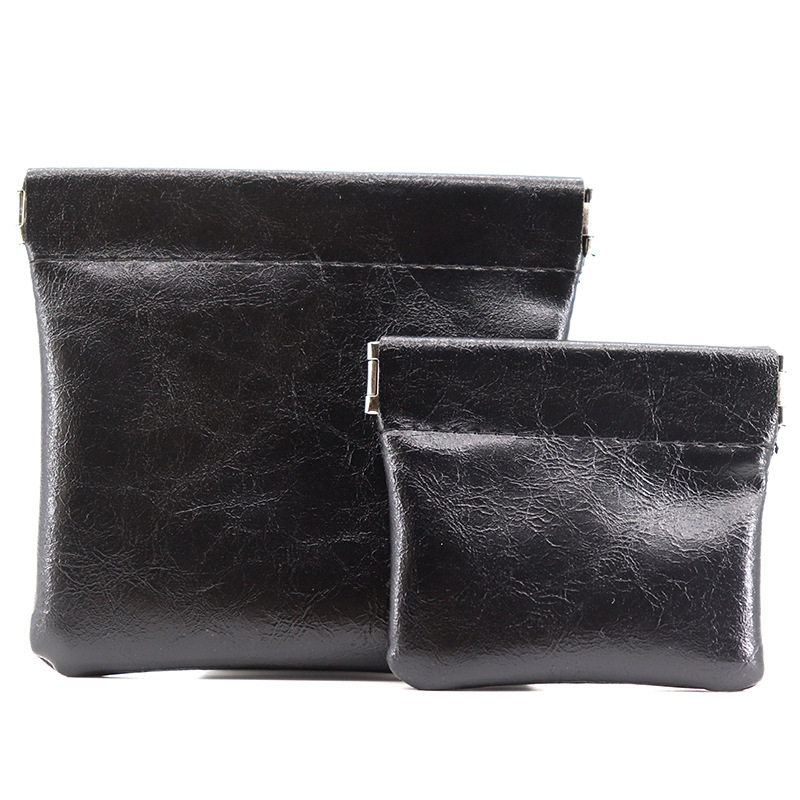 Nueva bolsa de almacenamiento de cuero de cera de aceite, línea de datos de viaje, bolsa de almacenamiento de joyería de cambio, mini bolsa de almacenamiento cerrada automática