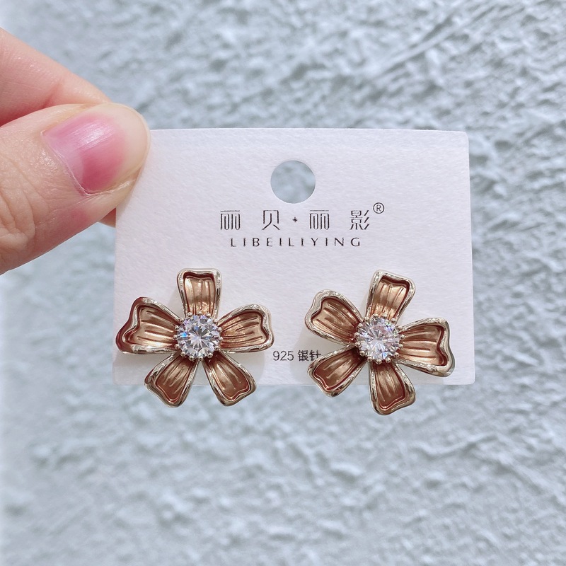 丽银/丽贝丽影甜美可爱闺蜜少女韩版气质滴胶红色蝴蝶结新款耳饰|undefined