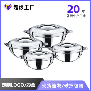 Customized Large-Capacity 410 Stainless Steel Insulated Pot with Handle and Lid Double-Layer Foamed Pu Pot Gift Export Home