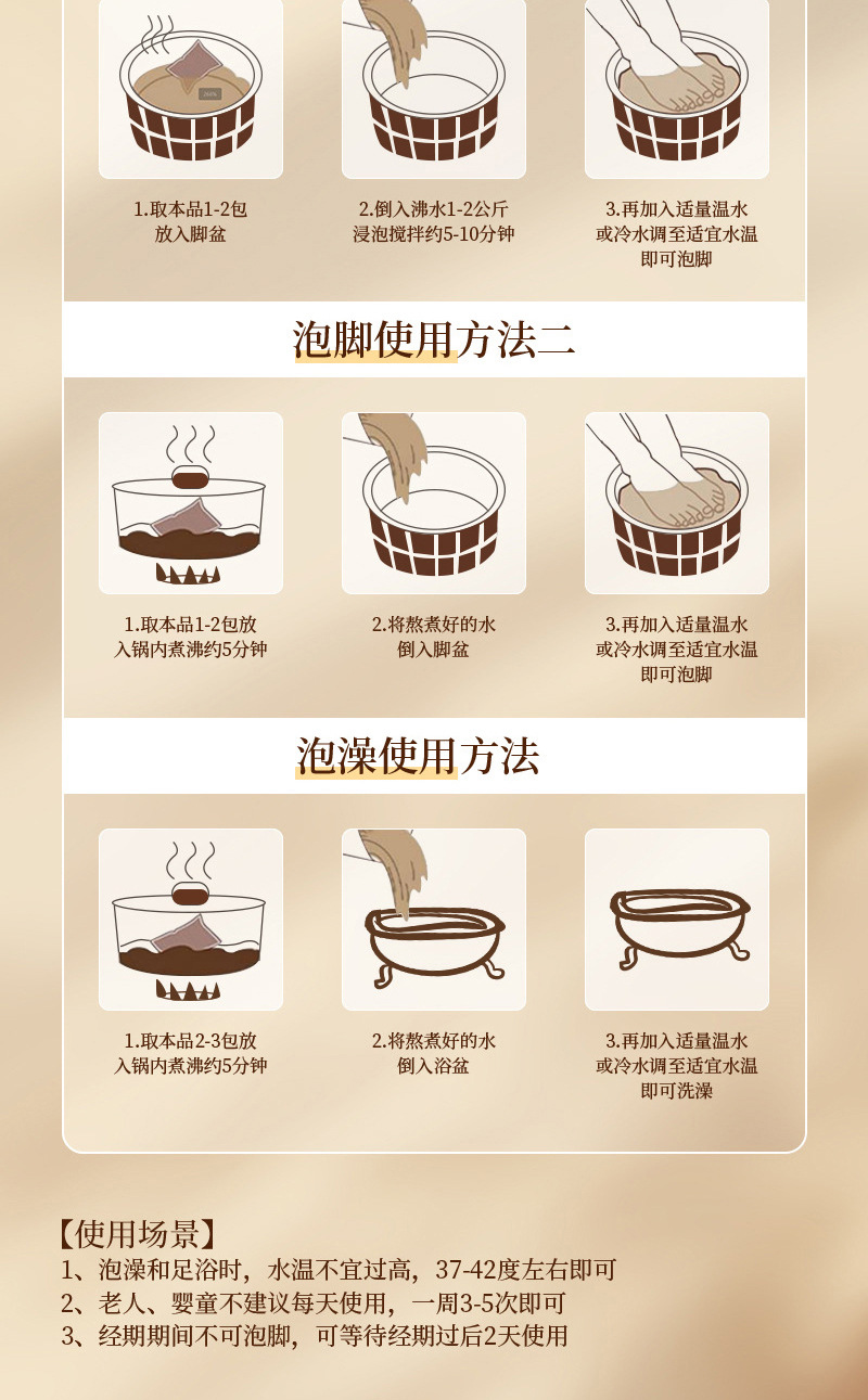 Mugwort Sichuan Pepper Ginger Foot Soak Pack 30g x 10 Bags Traditional Warming Herbal Foot Bath specifications