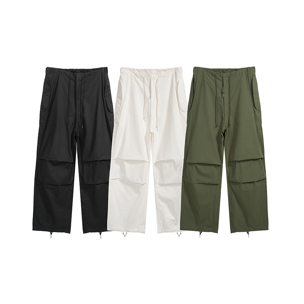 High Street 194 Vintage Pantalones de trabajo de cuerda de dibujo de color sólido pareja con pantalones paracaidistas casuales rectos