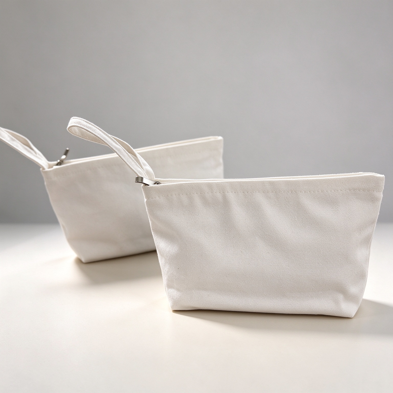 Cosmetic Bag Solid Color DIY Cosmetic Bag Stationery Bag Pencil Storage Bag Zipper Canvas Pencil Bag Student Printable LOGO