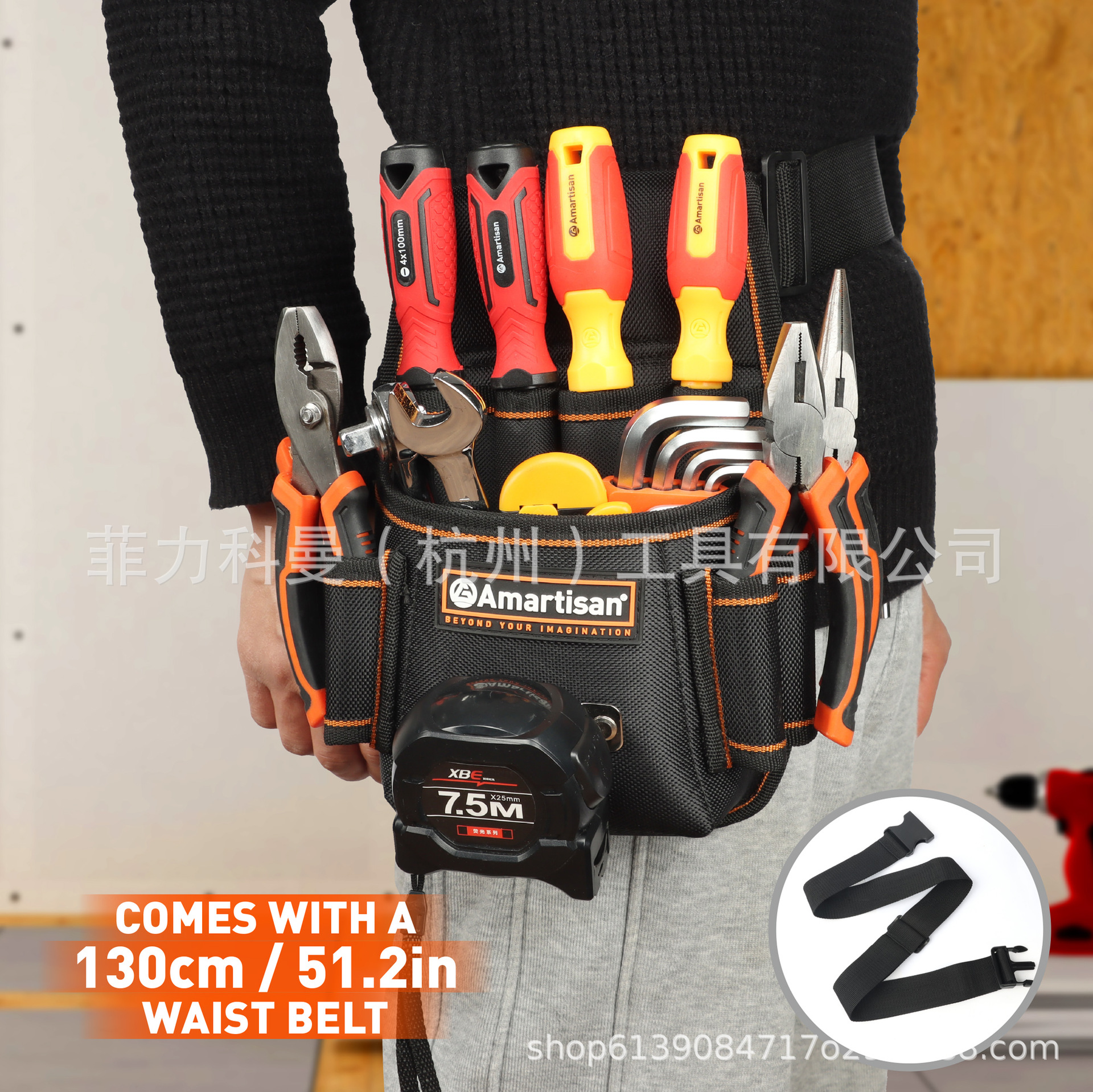 Riñonera de herramientas multifunción, acabado de herramientas multibolsillo duradero, almacenamiento portátil, fácil mantenimiento