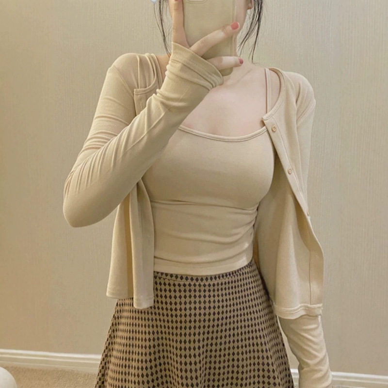 2026 Spring and Autumn Fashion Slimming Camisole Cardigan Shawl Two-Piece Set for Petite Women Casual Outfit 2026 Spring and Autumn Fashion Slimming Camisole Cardigan Shawl Two-Piece Set for Petite Women Casual Outfit
