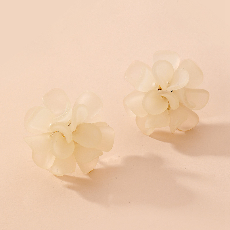 Fashion Acrylic White Flower Earrings Wholesale Nihaojewelry display picture 3