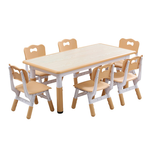 Plastic table and chair set for kindergarten, safe, adjustable-height table and chairs, baby early learning drawing table and chairs