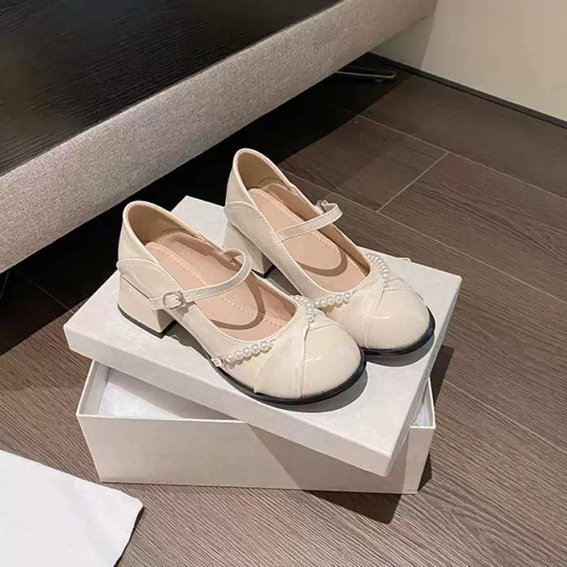 White Mary Zhen Shoes and Bridesmaid Shoes I can wear shallow mouth comfortable single shoes thick heels with high heels female spring and autumn