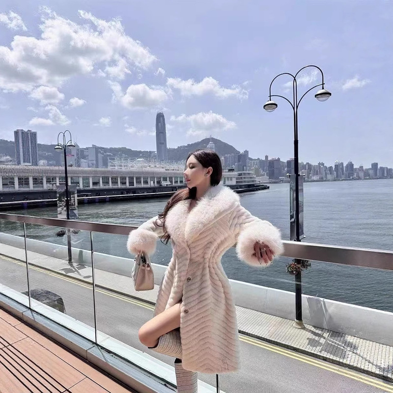 2025新款冬保暖时尚中老年女装仿皮草水貂毛中长款外套气质皮草|undefined
