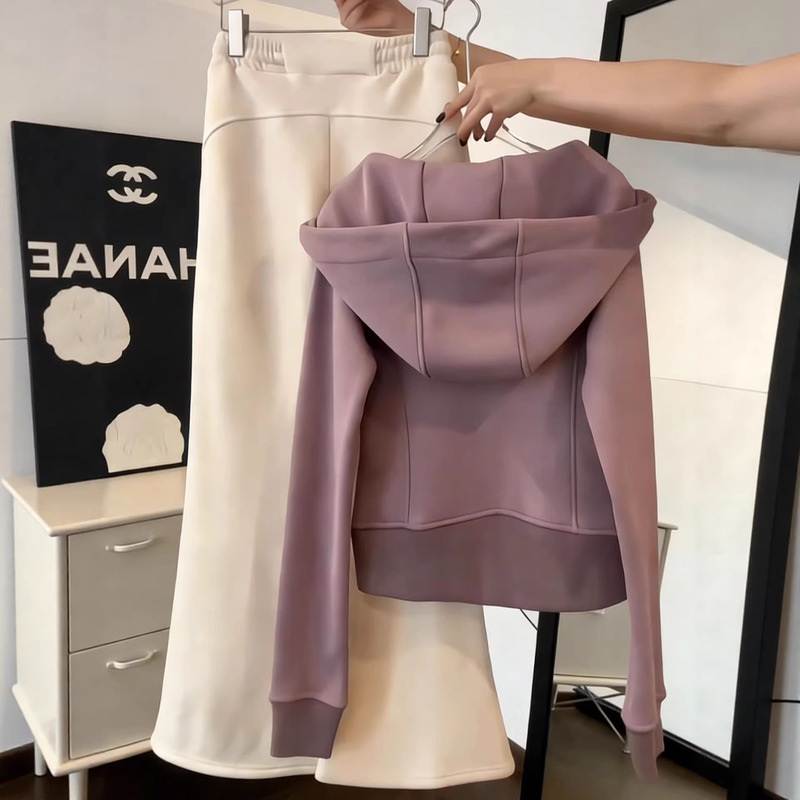 Shandong Jimo Slim-Fit Hooded Sweatshirt 2026 New Trendy Yoga Jacket Long Style Butt-Covering Top Jacket