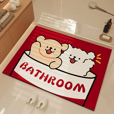 Avtomobil döşəmə paspasları — Non-Slip Mat Cartoon Diatom Mud - barreled-puppy-4060cm-diatom-mud