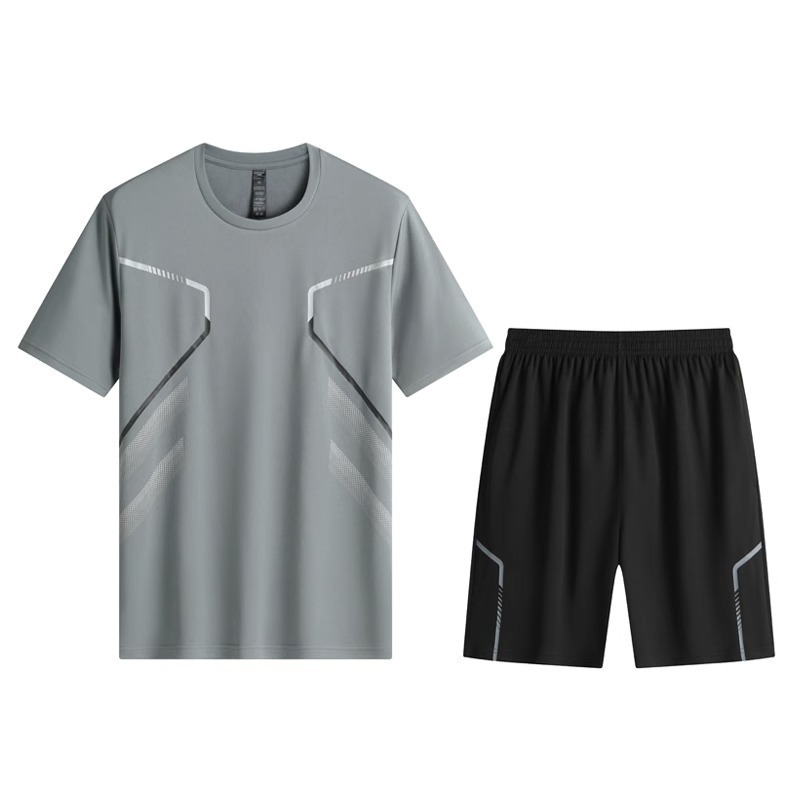 Ropa deportiva de verano baloncesto hielo camiseta de mangas cortas secas rápidas pantalones cortos de entrenamiento transfronterizos de entrenamiento físico hombre