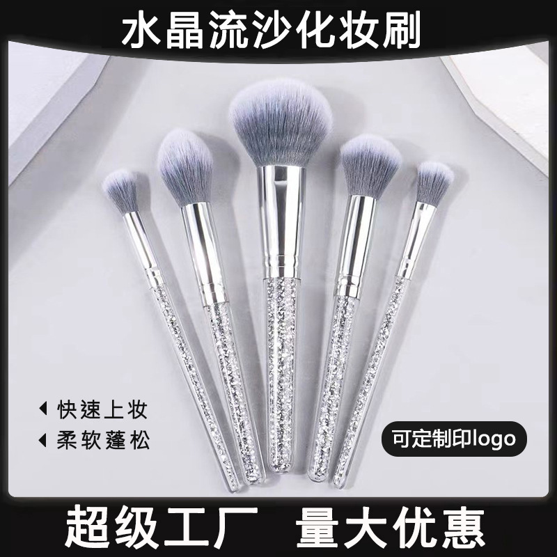 10 pinceles de maquillaje rosa de mango de diamante set blush eye shadow cepillo de cristal manejo de perforación interna cepillo de base eye shadow cepillo