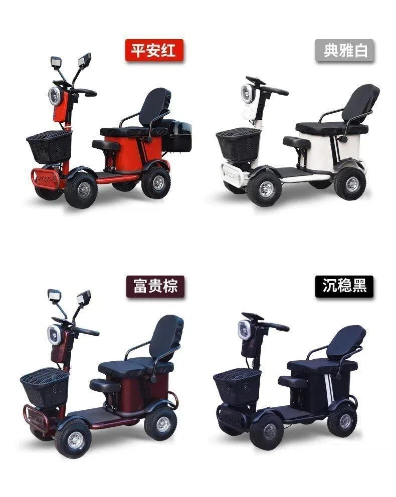 High-End Mobility Scooter for the Elderly, Four-Wheel Lithium Battery Electric Vehicle, Foldable Electric Wheelchair for the Elderly and Disabled, Power-Assisted Vehicle