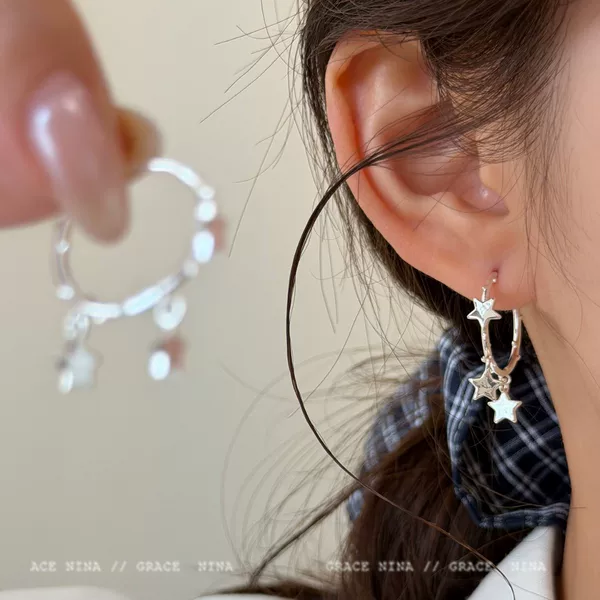 Thorn Star, large star-shaped earrings, a niche design with a sophisticated touch, 2026 new collection, trendy Korean-style, minimalist earrings