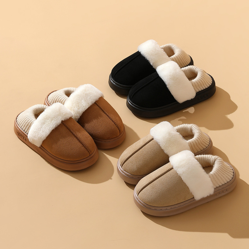 Suede Leather Patchwork with Fur Trim and Wool Loops in Camel Color, Suitable for Indoor and Outdoor Use, Warm Cotton Shoes for Men and Women, Suitable for Wooden Floors Suede Leather Patchwork with Fur Trim and Wool Loops in Camel Color, Suitable for Indoor and Outdoor Use, Warm Cotton Shoes for Men and Women, Suitable for Wooden Floors