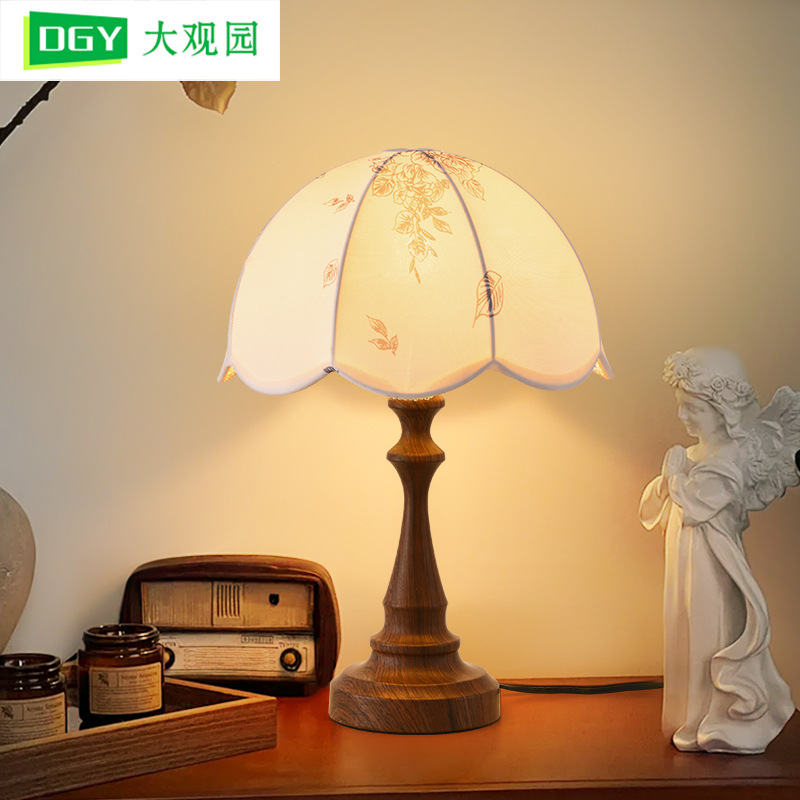 Grand View Garden lámpara de escritorio de madera sólida retro lámpara de escritorio de viento silencioso dormitorio cabezal de cama decoración de alta calidad lámpara de escritorio luz de noche L138 image 2