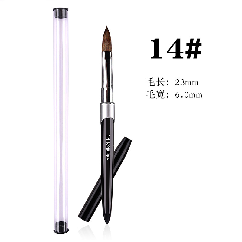 Amazon en stock metal varilla de uñas de pelo de visón pluma negro Kolinsky uñas de cristal pluma tallado cepillo