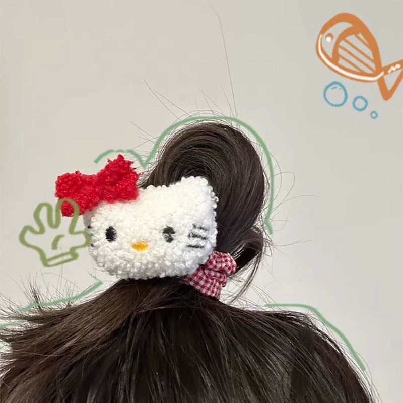Китти Hello Kitty, карикатурная милая резинка для волос, плюшевые куклы, аксессуар для волос, простой и элегантный дизайн