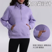 Толстовка из хлопка Lulu's, куртка с полумолнией для подводного плавания, свободная водолазка, спортивный тонкий повседневный универсальный топ для женщин