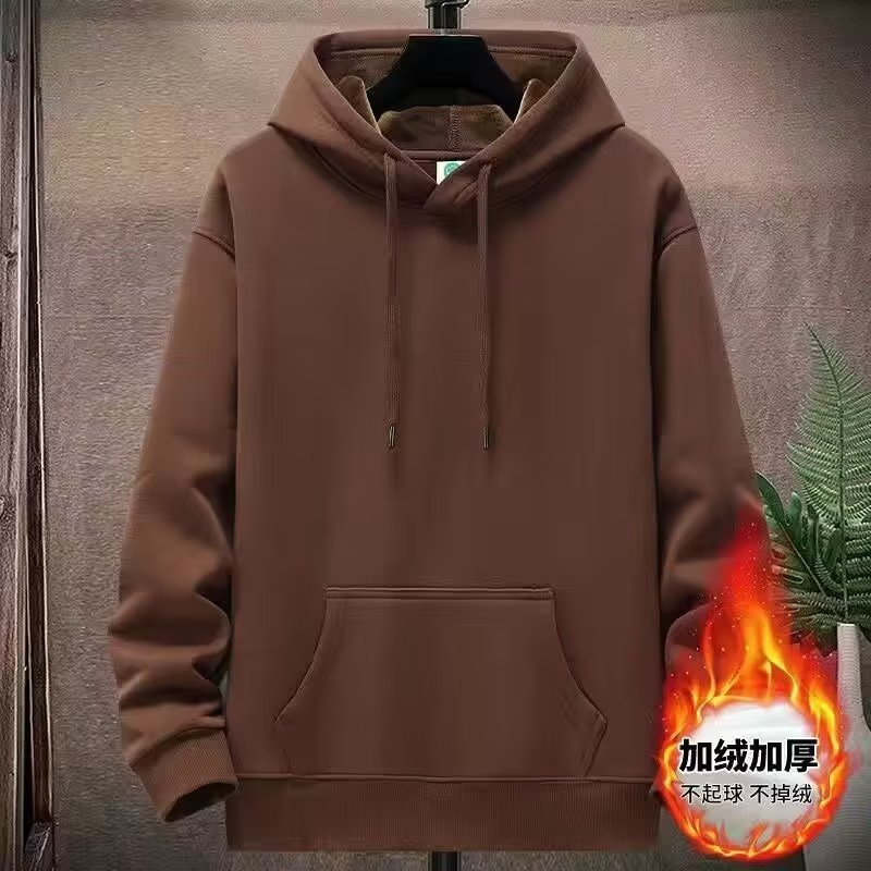2023 New Autumn and Winter Hooded Sweater Men's fleece-lined Thickened Trendy plus size Loose Casual Youth Solid Color Hoodie 2023 New Autumn and Winter Hooded Sweater Men's fleece-lined Thickened Trendy plus size Loose Casual Youth Solid Color Hoodie