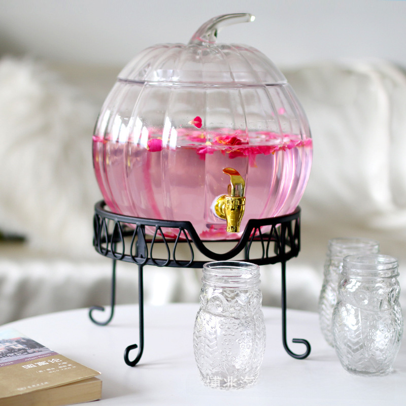 Pumpkin bottle fruit juice tank with faucet glass cold pot hotel…