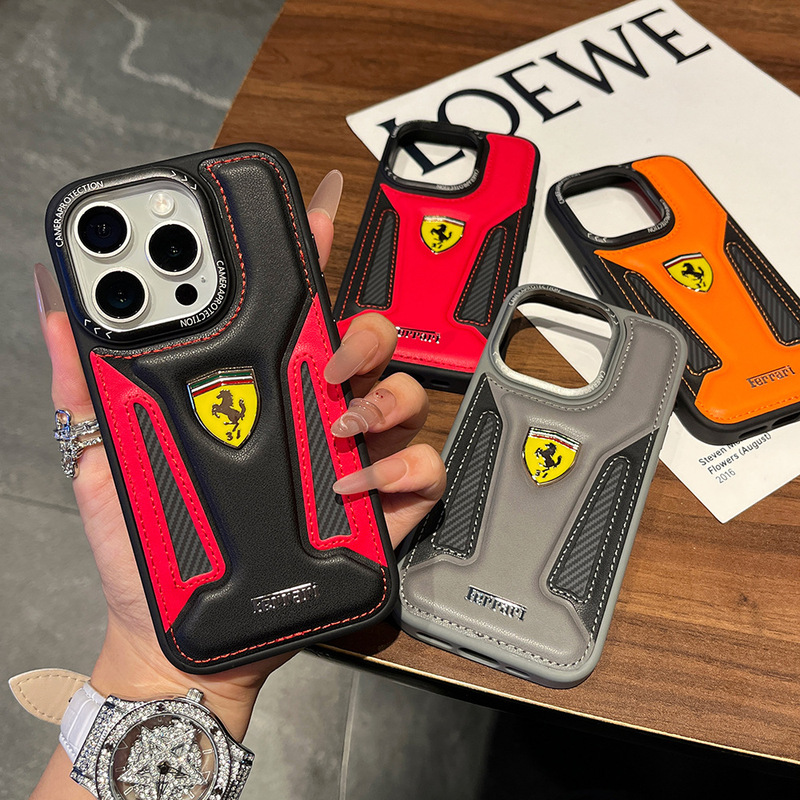 Suitable for 16Pro Max Mobile Phone Case Ferrari Sports Car Business Protective Cover 17 European and American Popular Classy Trendy Brand New