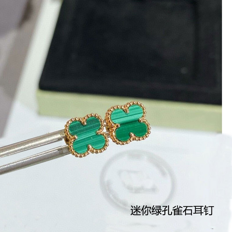 梵家高版本925银四叶草耳钉女18k玫瑰金耳环气质玛瑙纯银节日礼物|undefined