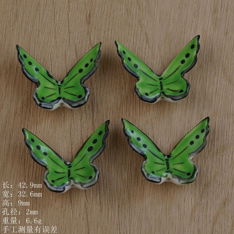 景德镇手绘陶瓷蝴蝶配件饰品串珠手工DIY项链吊坠材料散珠货源|undefined