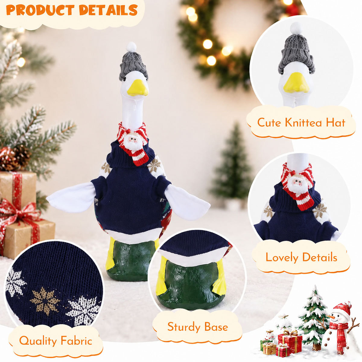 Navidad porche gansos ropa 23 pulgadas gran gansos blancos suéter de punto sombrero bufandas set de decoración de Navidad comercio exterior