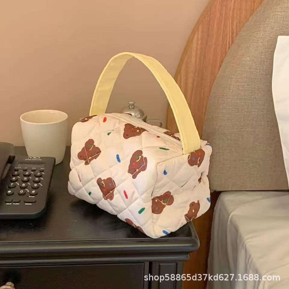 新款碎花化妆包大容量化妆品收纳包女便携式手提洗漱包女生化妆袋