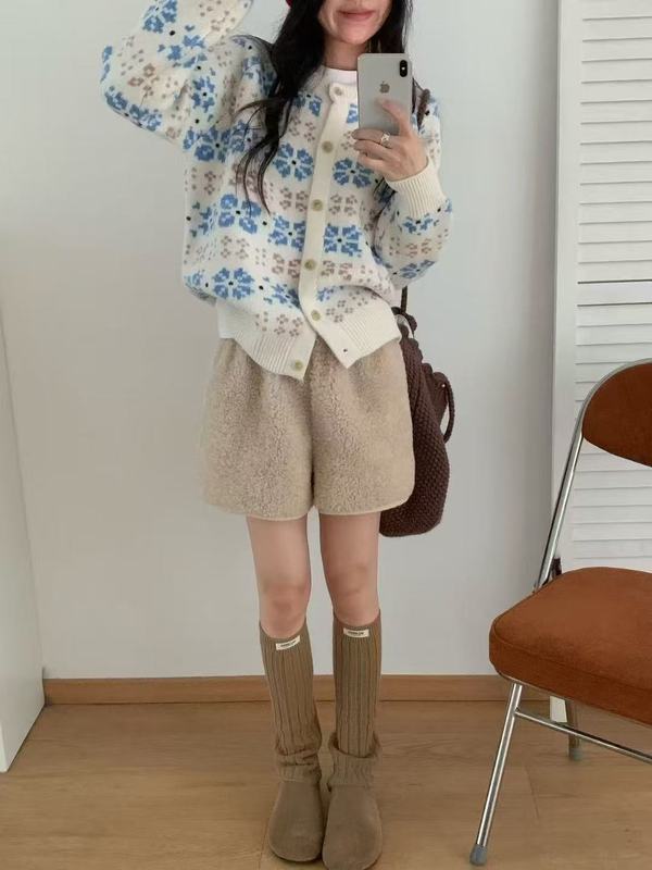 复古毛衣开衫女秋冬新款跨境宽松休闲外穿温柔短款针织毛衣外套女|undefined