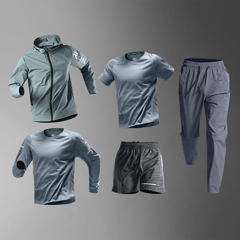 Trajes deportivos para hombres de invierno entrenamiento de invierno ropa de gimnasio chaqueta de secado rápido invierno invierno ropa de correr bicicleta baloncesto set de cinco piezas