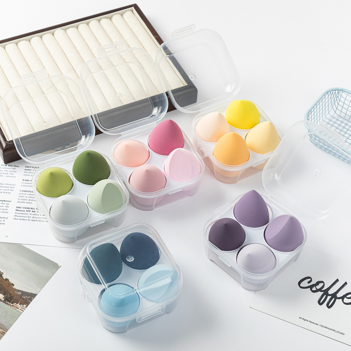 No coma polvo, no se atasque en polvo, huevo de belleza, maquillaje seco y húmedo, huevo de maquillaje de doble uso al por mayor, gotas de agua de calabaza, corte oblicuo, borla de polvo, herramienta de belleza